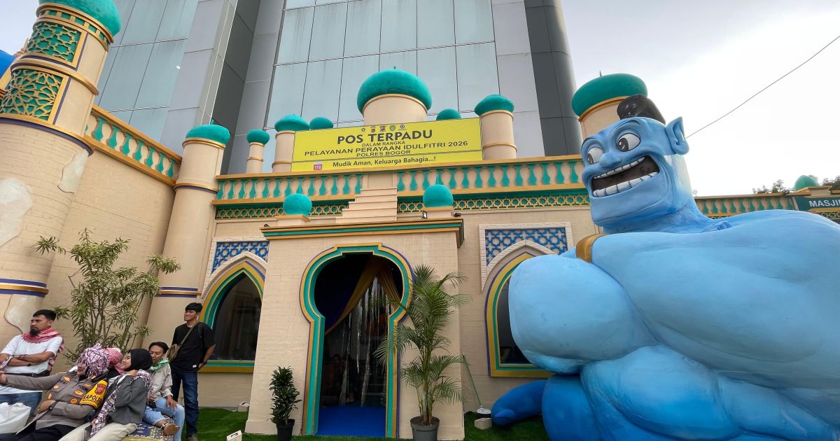 Unik ! Pos Mudik Tema Aladin Hadir di Simpang Gadog, Pemudik Bisa Istirahat dan Periksa Kesehatan