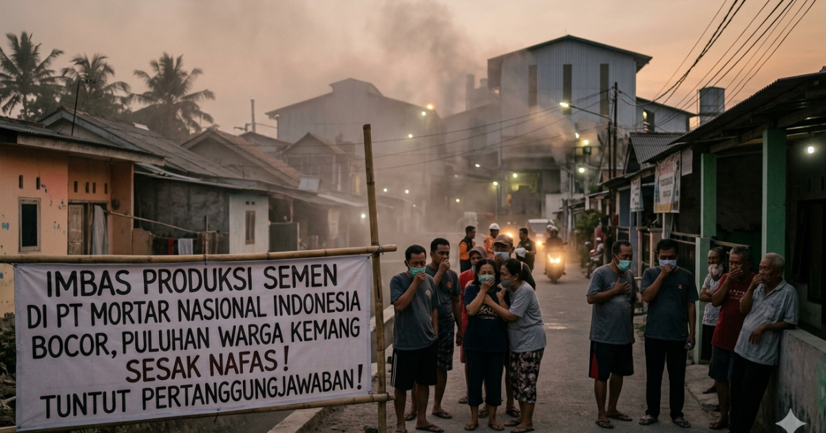 Semen PT Mortar Nasional Indonesia Diduga Bocor, Puluhan Warga Kemang Sesak Nafas