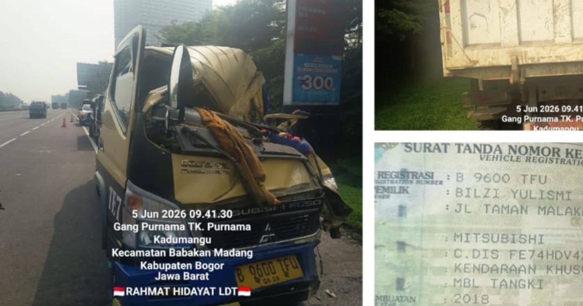 Tangki Tabrak Dump Truck di Tol Jagorawi. Foto : Satlantas Polres Bogor
