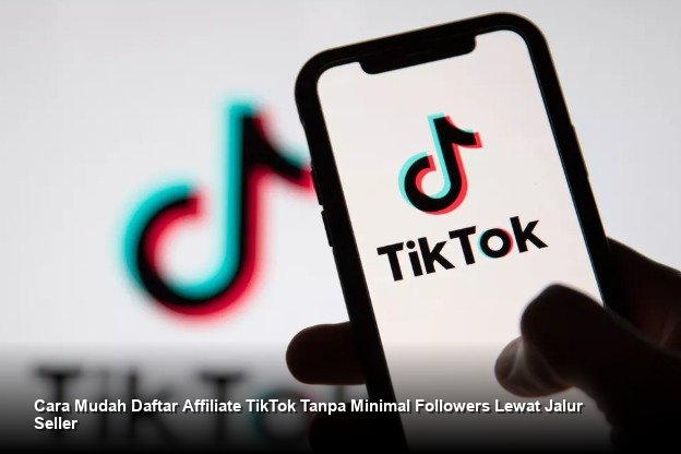 Ilustrasi smartphone menampilkan aplikasi TikTok dengan ikon keranjang kuning dan grafik pendapatan yang terus meningkat.